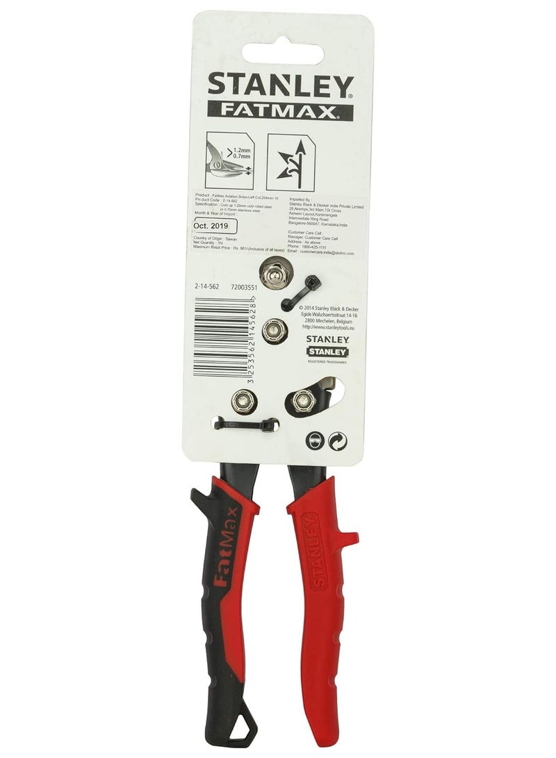 STANLEY 2-14-562 FATMAX MaxSteel  Aviation Snips Left Cut Bi-Metal-254mm (Red & Black)