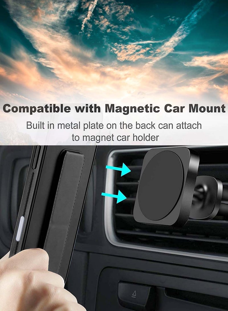 Wtech Apple iPhone 16 2024 Hand Grip Foldable Magnetic Kickstand Wrist Strap Finger Grip with Built-in Iron Case Cover - Black - Image 3