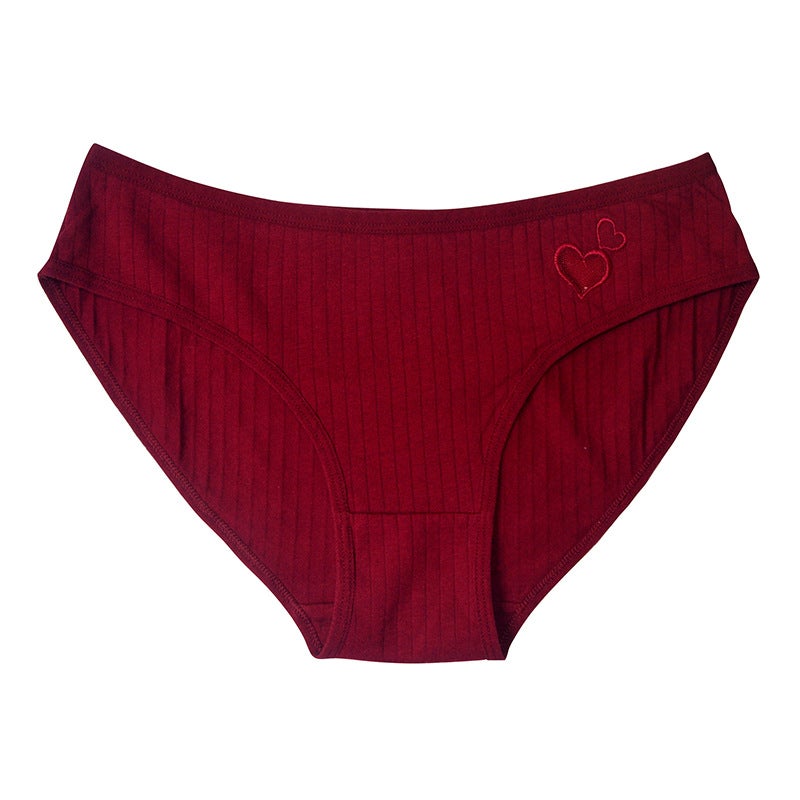Cute Cotton Mid-Waist Panties Heart Pattern Womens Summer Underwear White  - Image 5