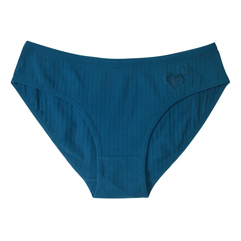 Cute Cotton Mid-Waist Panties Heart Pattern Womens Summer Underwear White  - Image 3