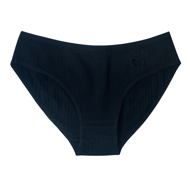 Cute Cotton Mid-Waist Panties Heart Pattern Womens Summer Underwear White  - Image 2