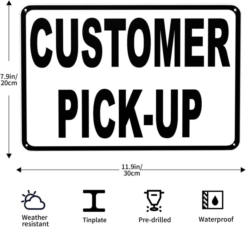 JACKGOLD Customer Pick Up Sign - Quick Install Metal Tin Safety Sign,UV-Resistant, Waterproof, 12” X 8” Customer Pick Up Here Signs for Business Office Home Cafe Man Cave Bar Club Restaurant Hotel - Image 3
