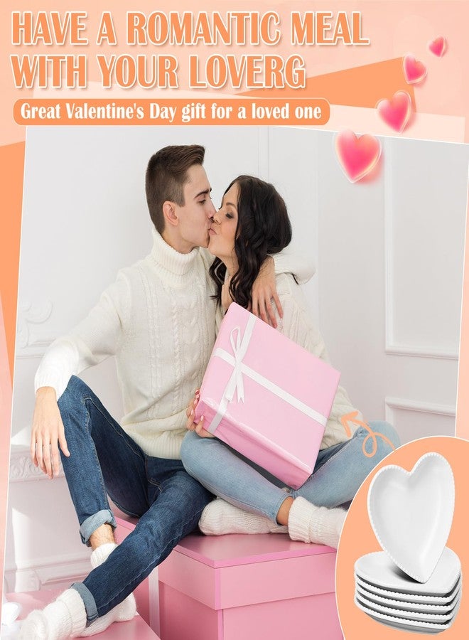 مينبلان مجموعة مينبلان من 6 أطباق على شكل قلب، مصنوعة من السيراميك، مقاس 6.9 بوصة، مناسبة للسلطة والتخرج، ولتقديم العشاء والحلويات، أنيقة للمطبخ، مثالية لشرائح اللحم والوجبات الخفيفة (أبيض). - Image 5