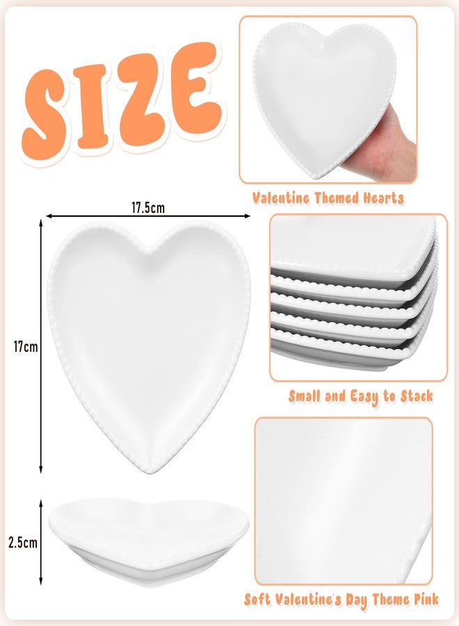 مينبلان مجموعة مينبلان من 6 أطباق على شكل قلب، مصنوعة من السيراميك، مقاس 6.9 بوصة، مناسبة للسلطة والتخرج، ولتقديم العشاء والحلويات، أنيقة للمطبخ، مثالية لشرائح اللحم والوجبات الخفيفة (أبيض). - Image 2