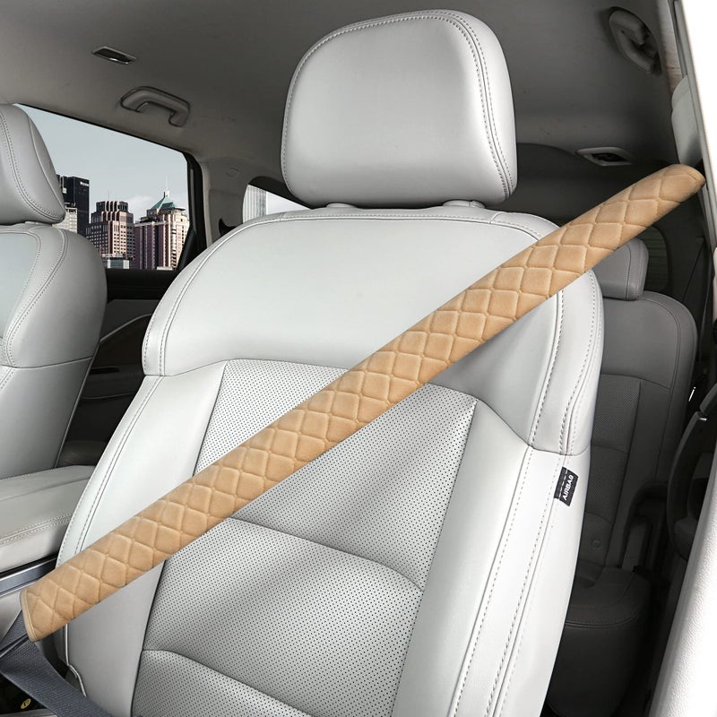 HighnessHwoo Extra Long Seatbelt Covers for Adults Kids Women Men Soft Car Seat Belt Strap Cushion for for Truck Bus Drivers only Shoulder Neck Chest Protector Pads 1pc Beige 295in