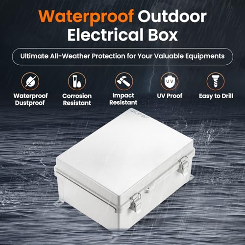 QILIPSU Waterproof Junction Box IP67 Outdoor Plastic Electrical Project Enclosure Weatherproof with Inner Door, Mounting Plate, Wall Brackets, Hinged Grey Cover 14.6"x10.6"x5.9" -D - Image 2