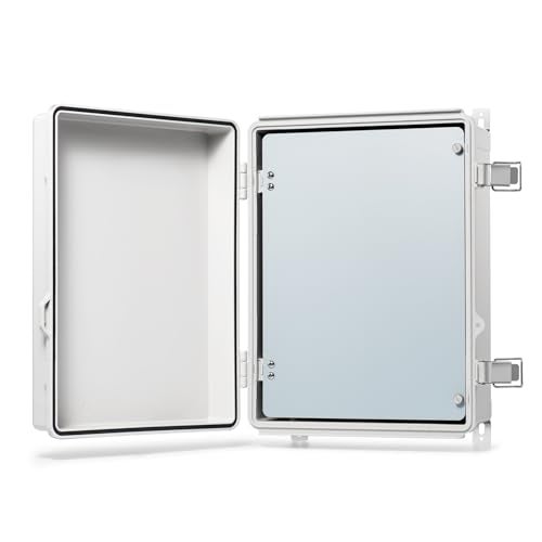 QILIPSU Waterproof Junction Box IP67 Outdoor Plastic Electrical Project Enclosure Weatherproof with Inner Door, Mounting Plate, Wall Brackets, Hinged Grey Cover 14.6"x10.6"x5.9" -D - Image 1