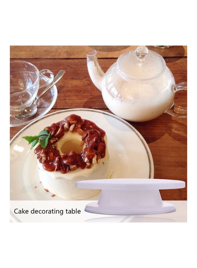 NIBEMINENT Flower Framed Cake Decorating Turntable Stand white - Image 3