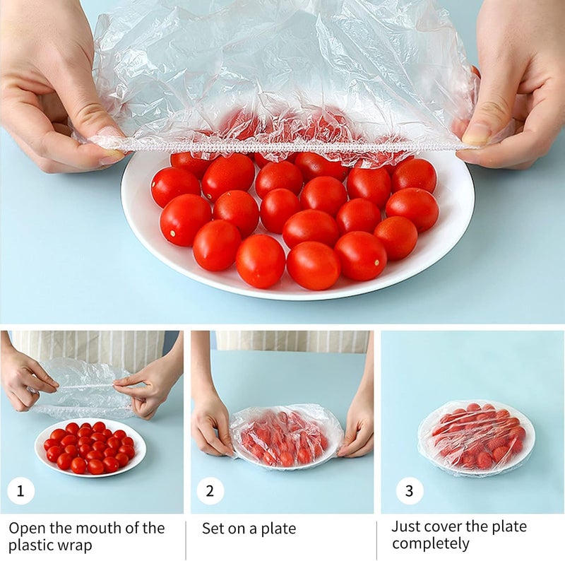HOOPOES HOOPOES 200 pcs Fresh Keeping Bags Canning Lids Reusable Elastic Food Storage Covers Plastic Sealing Elastic Stretch Adjustable Bowl Lids Universal Kitchen Wrap Seal Bags for Cover Food 200 - Image 3