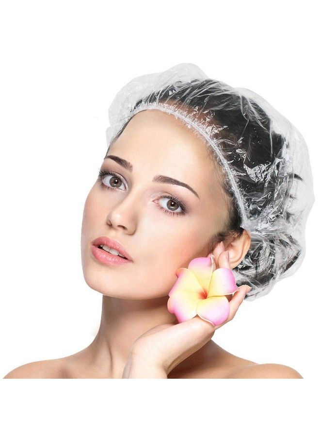 eAmaze Shower Cap (Pack Of 100) Free Size Reusable Shower Caps For Men & Women Larger Thicker Waterproof And Individually Wrapped Hair Bath Caps For Hotel And Spa Hair Salon Home Use Portable Travel  - Image 1