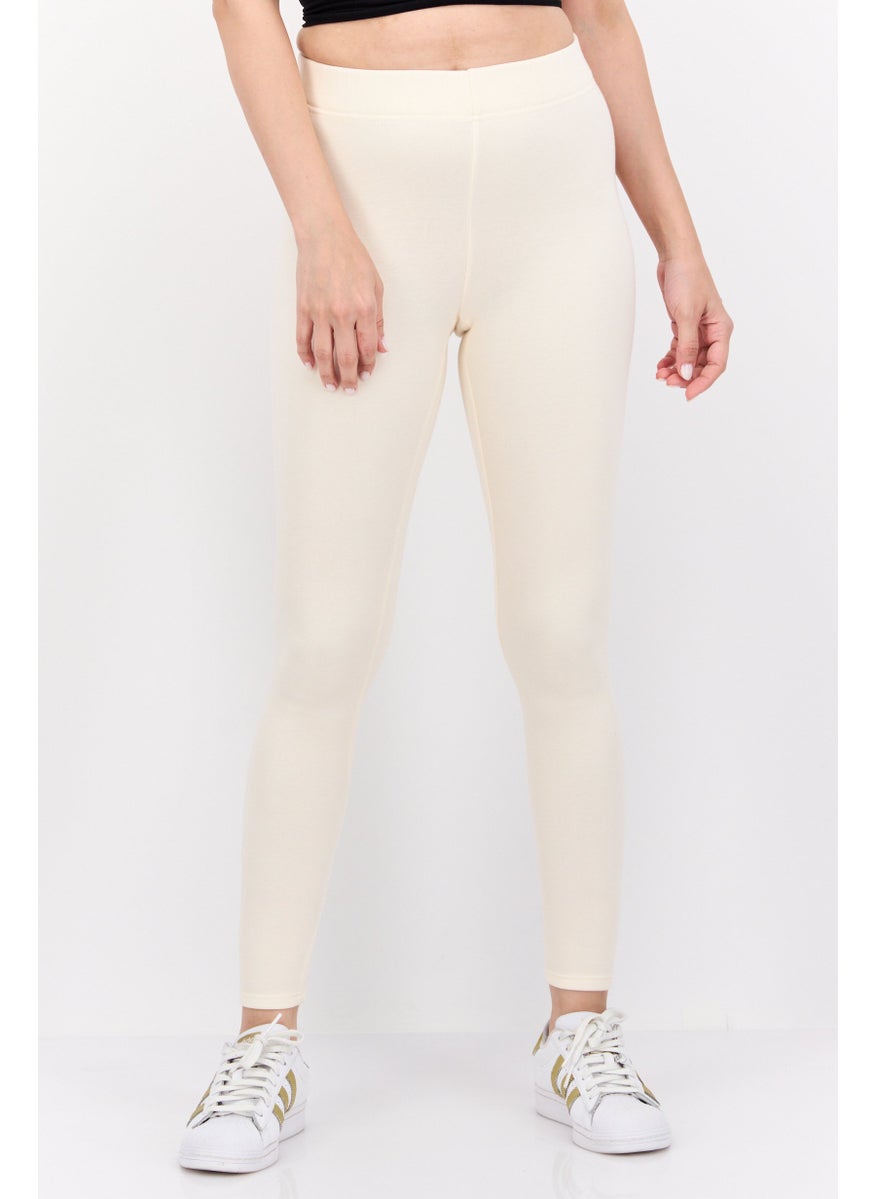 UNDIZ Women Carry Plain Leggings, Cream  - Image 1