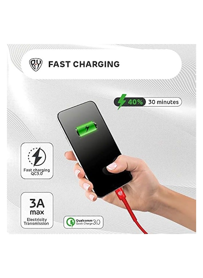 حسب العالم كابل USB أصلي من النوع C، كابل USB C للشحن السريع 2 متر QC3.0، 3A، نقل البيانات، متوافق مع Samsung S21 S20 Note 20 10 9 Huawei P30 P20 Lite Mate 20 Pro P20 LG G5 G6 Xiaomi Mi 11 (أحمر) - Image 3