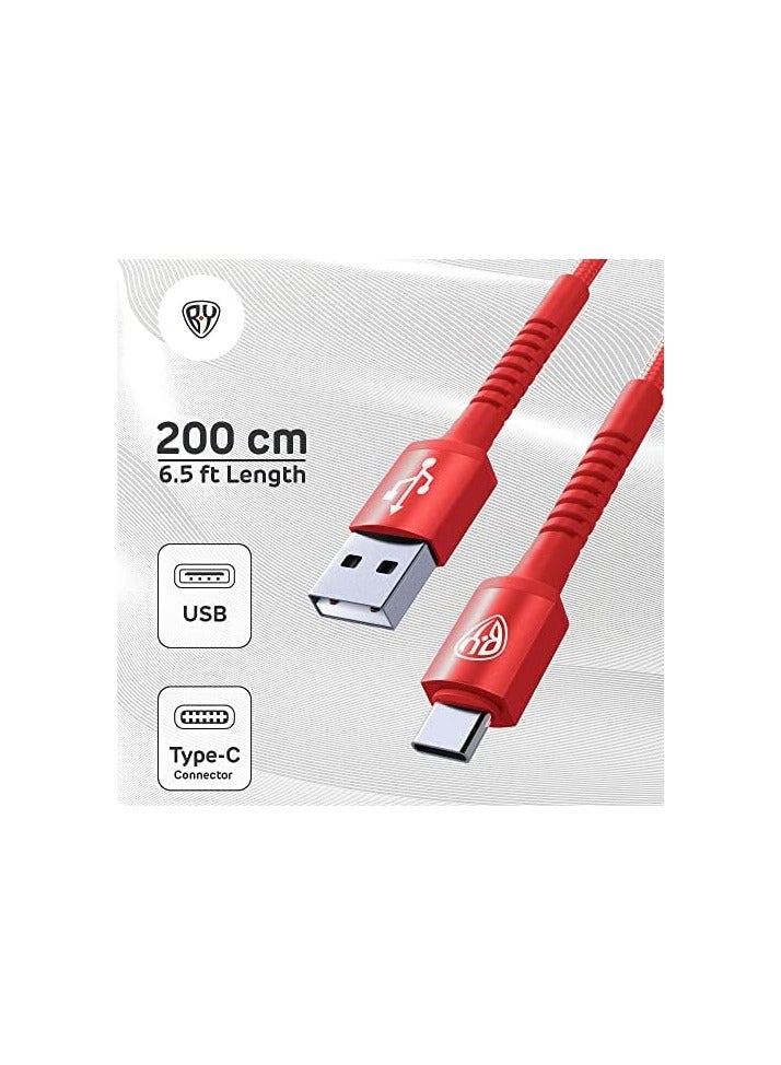 حسب العالم كابل USB أصلي من النوع C، كابل USB C للشحن السريع 2 متر QC3.0، 3A، نقل البيانات، متوافق مع Samsung S21 S20 Note 20 10 9 Huawei P30 P20 Lite Mate 20 Pro P20 LG G5 G6 Xiaomi Mi 11 (أحمر) - Image 4