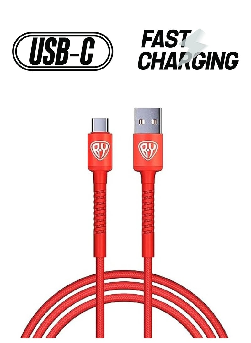 حسب العالم كابل USB أصلي من النوع C، كابل USB C للشحن السريع 2 متر QC3.0، 3A، نقل البيانات، متوافق مع Samsung S21 S20 Note 20 10 9 Huawei P30 P20 Lite Mate 20 Pro P20 LG G5 G6 Xiaomi Mi 11 (أحمر) - Image 1