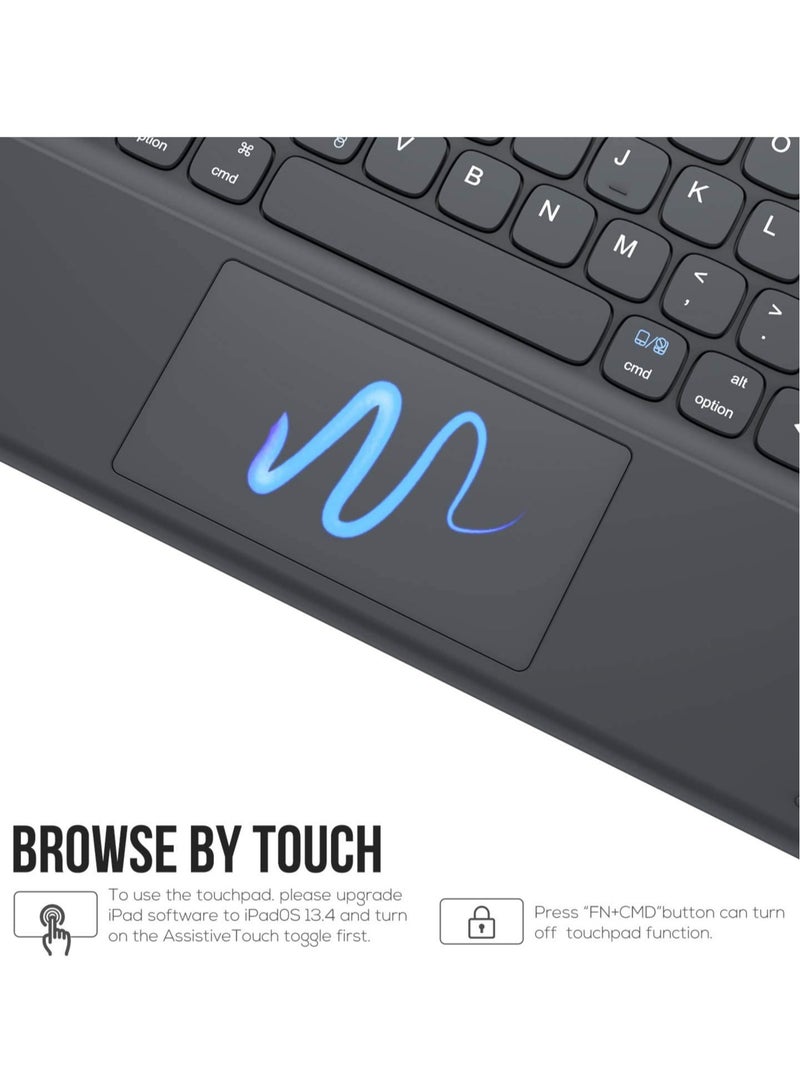 ELTRAZONE Keyboard Case with Touchpad for iPad 10.2 9th Generation 2021/8th Gen 2020/7th Gen 2019 Magnetically Detachable Wireless Keyboard Case for iPad New 10.2 Built-in Trackpad&Pencil Holder (Black) - Image 4