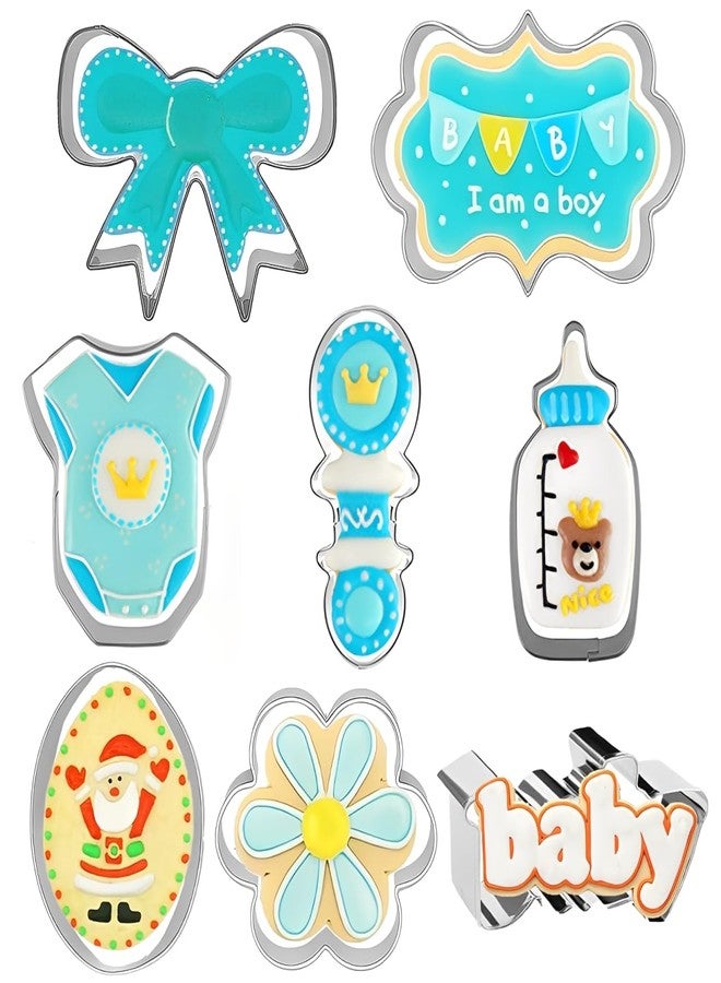 CZFSWT 8 Pieces Biscuit Tool Set, Shower Cookie Tools, Bow Cookie Tool, for Making Cookies, Suitable for Welcome Shower Party DIY and Craft Home Baking Supplies - Image 1