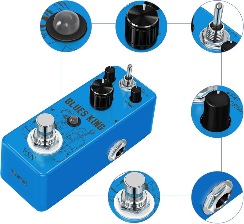 VSN Bluesy Overdrive Guitar Pedal,Blues Driver Distortion Vintage Overdrive Effect Warm/Hot 2 Modes for Mini Size True Bypass - Image 4