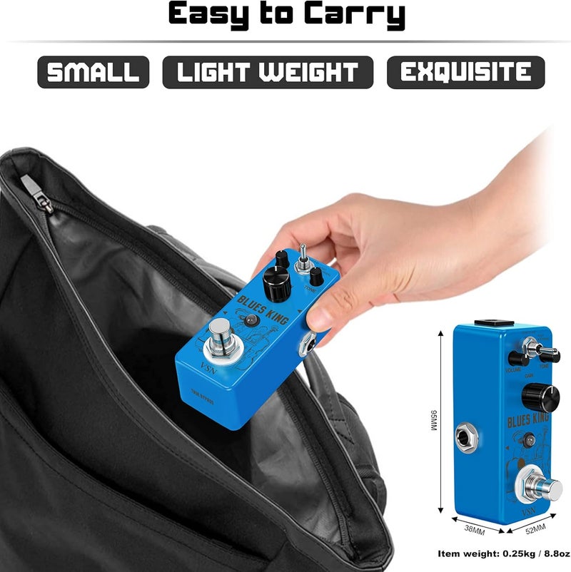 VSN Bluesy Overdrive Guitar Pedal,Blues Driver Distortion Vintage Overdrive Effect Warm/Hot 2 Modes for Mini Size True Bypass - Image 5