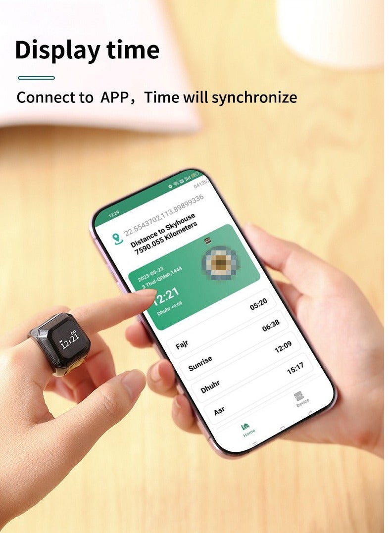 حلقة ذكية بلوتوث سمارت رينج 18 ملم لون اسود - Image 2