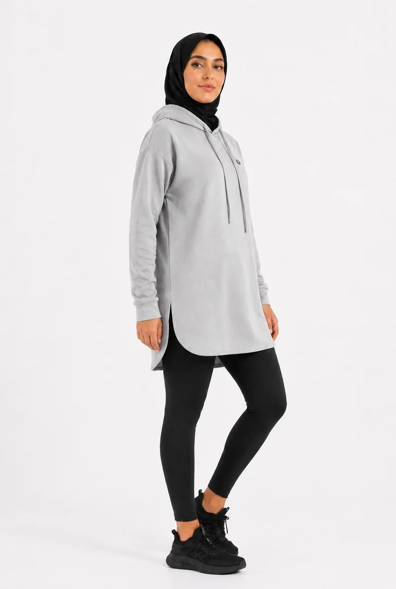 Moveletix Women's Training Top Lightweight with Hood White & Grey Luxe Soft