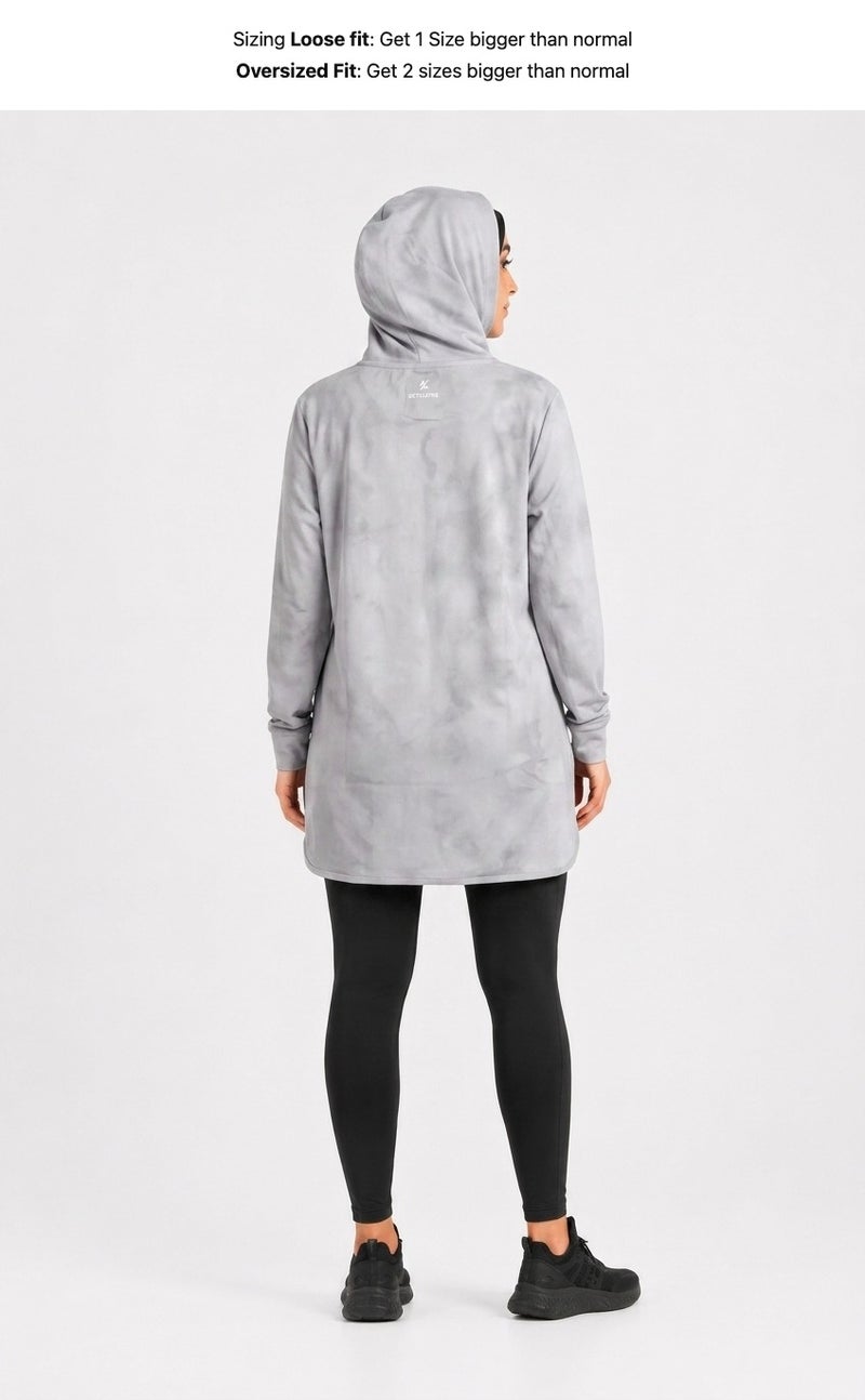 Moveletix Women's Training Top Lightweight with Hood White & Grey Luxe Soft - Image 3