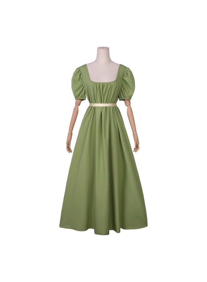 HEQU Regency Dresses for Women, Vintage Regency Dress with Satin Sash Ruffle Empire Waist Dress Gown (L, Oliver) - Image 4