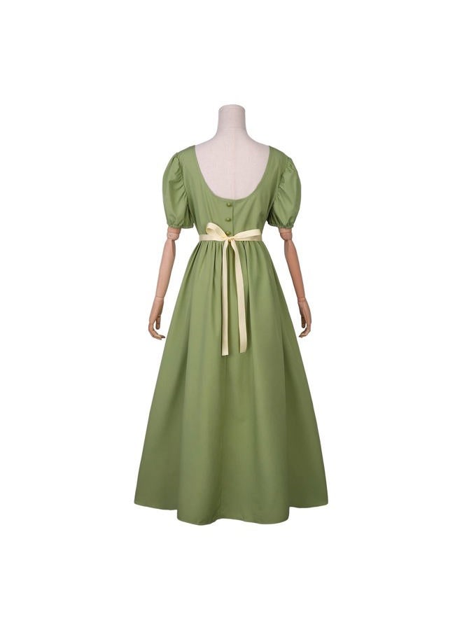 HEQU Regency Dresses for Women, Vintage Regency Dress with Satin Sash Ruffle Empire Waist Dress Gown (L, Oliver) - Image 5