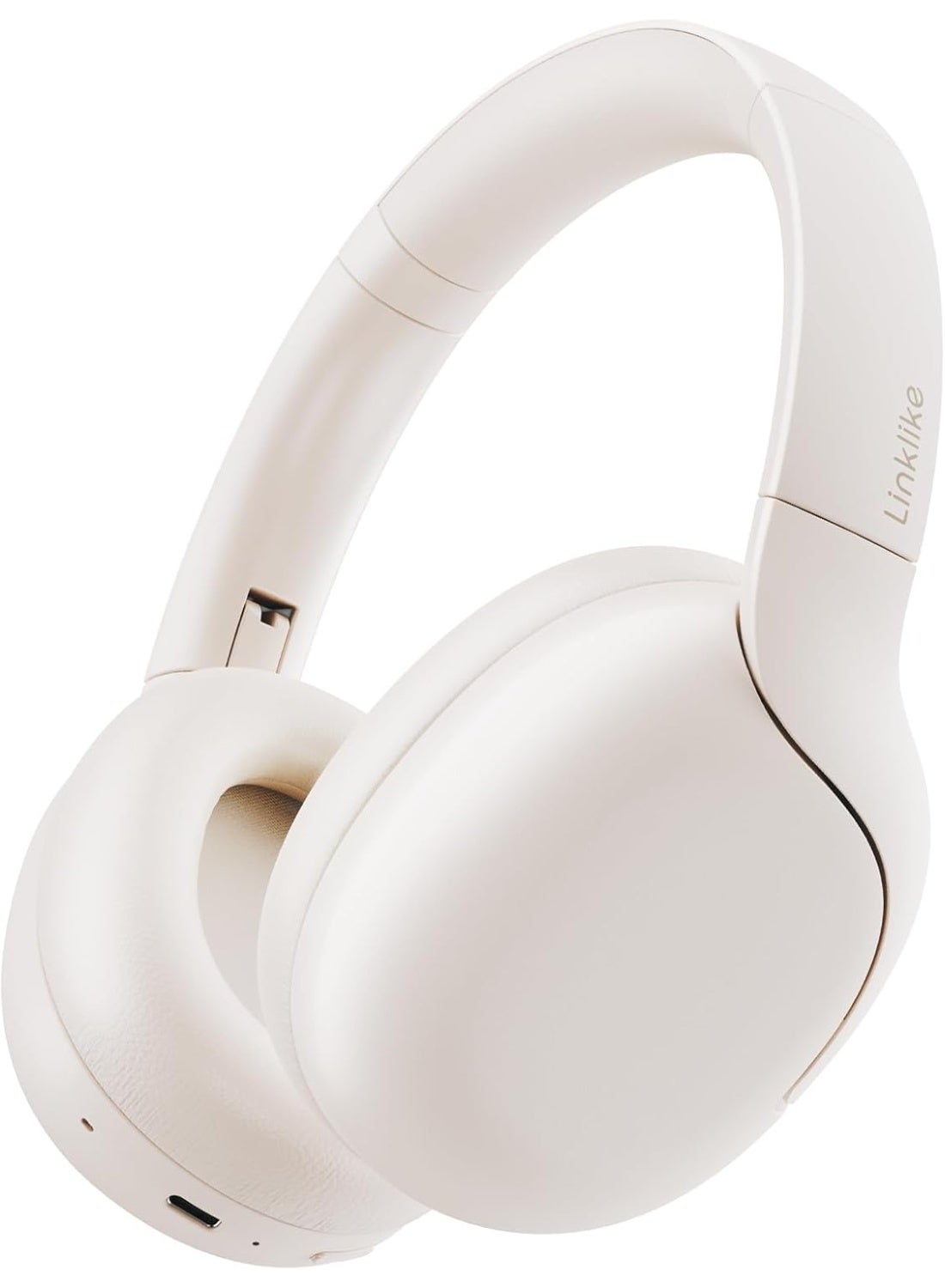 HS-1 Active Noise Cancelling Headphones, Hi-Res Audio, 180H Playtime, Bluetooth 5.3 Over-Ear Headset with Mic, Touch Control, Foldable Design, IPX5 Waterproof, Wired & Wireless for Travel/Gym/Office - White