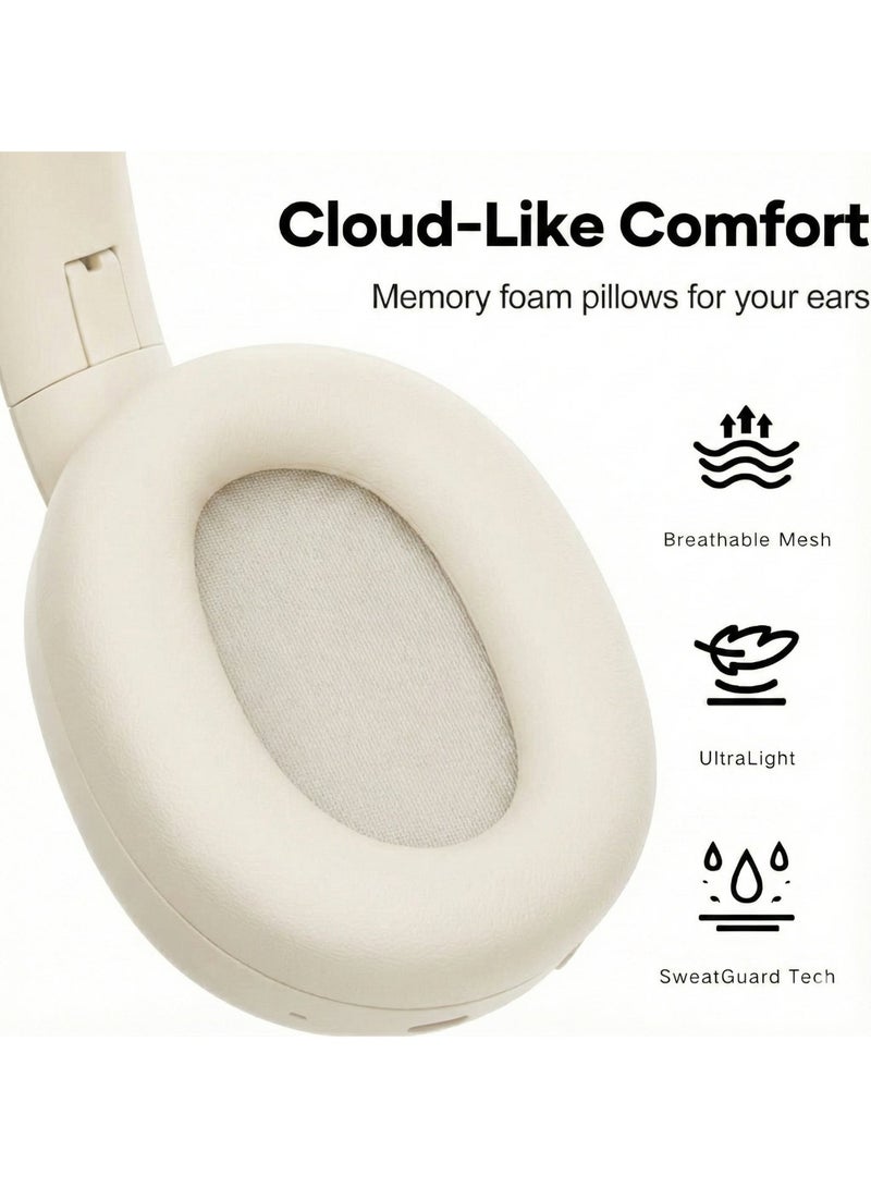 Linklike HS-1 Active Noise Cancelling Headphones, Hi-Res Audio, 180H Playtime, Bluetooth 5.3 Over-Ear Headset with Mic, Touch Control, Foldable Design, IPX5 Waterproof, Wireless for Travel/Gym/Office - White - Image 5