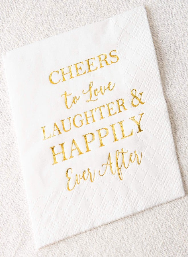 Crisky 3-Ply 100 Count Bridal Shower Napkins Disposable Cocktail Napkins Gold Foil Text Beverage Napkins for Engagement Party Decorations & Wedding Shower - Image 3