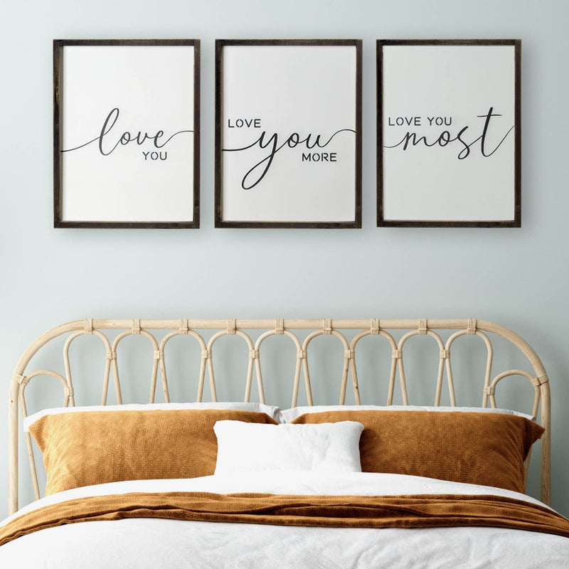 Houmury Love You More Sign Set - I Love You & More Wall Decor for Bedroom & Living Room (Black, 16"x24") - Image 4