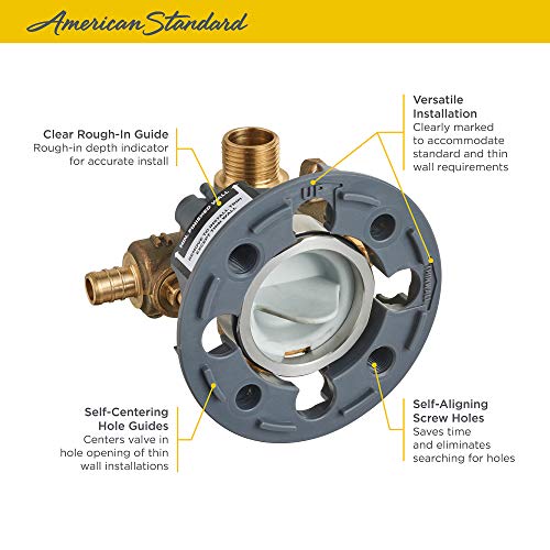 American Standard صمام تركيب دش فلاش أمريكان ستاندرد RU107SS مع مداخل PEX ومخارج عالمية مع توقفات مفك البراغي لنظام حلقة الضغط، غير مكتمل - Image 5