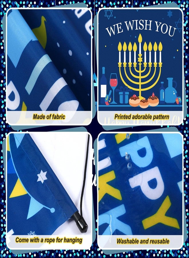 Tegeme 3 Pcs Hanukkah Door Sign Flag Chanukah Blue White Door Hanging Banner Menorah Star of David Menorah Wall Decoration for Hanukkah Party Supplies Outdoor Indoor Decoration - Image 4