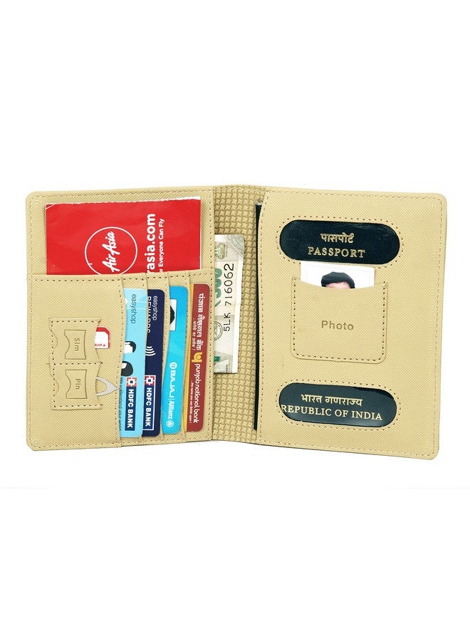 Sukeshcraft RFID Safe Passport Holder Cover Case Travel Document Organizer in Beige - Secure and Stylish Travel Accessory - Image 4