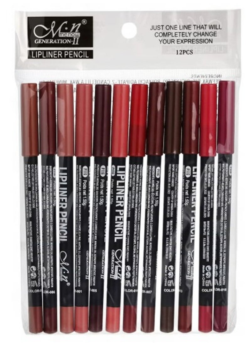 12-Piece M.N menow Lip Liners -12 Colors lip liners