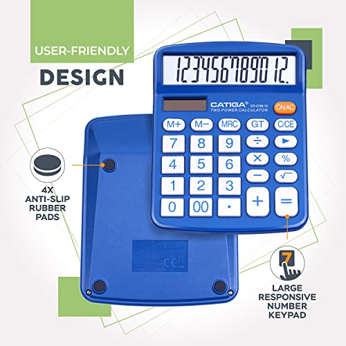 CATIGA Desktop Calculator 12 Digit with Large LCD Display and Sensitive Button, Solar and Battery Dual Power, Standard Function for Office, Home, School, CD-2786 - Image 5