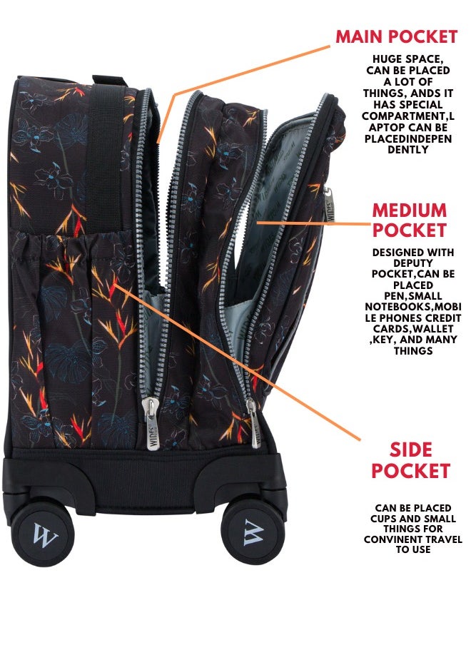 Wires 3 Piece Kids School Trolley Bag laptop compartment 8 Wheels With Lunch bag & Pencil Case  - Image 4