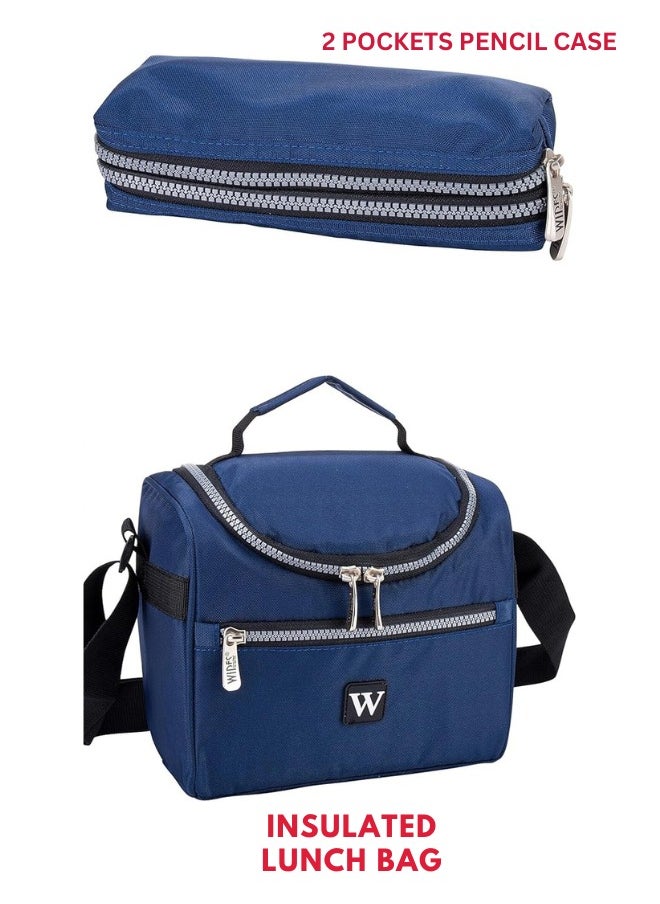 Wires 3 Piece Kids School Trolley Bag laptop compartment 8 Wheels With Lunch bag & Pencil Case  - Image 5