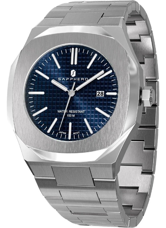 Sapphero - Original Made in Germany 100M Waterproof Japan Miyota Quartz Mechanism Stainless Steel Men's Wristwatch - Image 1