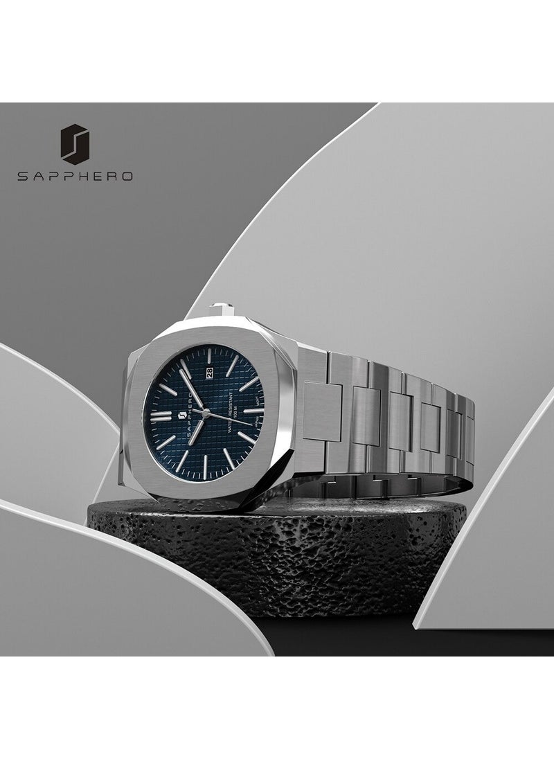 Sapphero - Original Made in Germany 100M Waterproof Japan Miyota Quartz Mechanism Stainless Steel Men's Wristwatch - Image 1