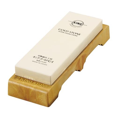 King Gold Whetstone with Stand - 8000 Grit - for Final Super Finishing - Made in Japan, Regular Size, White - Image 1