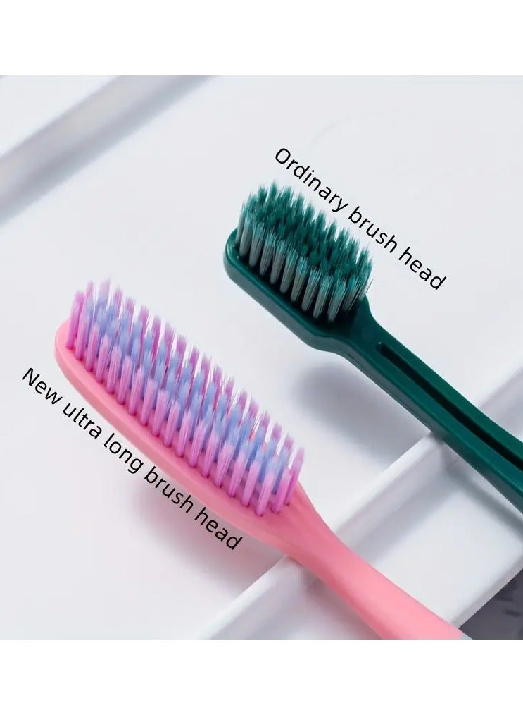 جلوسكي الشعر الناعم للبالغين فرشاة الأسنان رأس طويلة إضافية فرشاة الأسنان المنزلية معبأة بشكل فردي 1pc/4pcs - Image 2