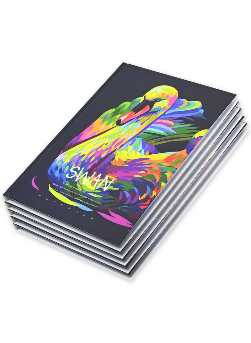 FIS Pack Of 5 Hard Cover Notebook, 96 Sheets A4 Swan Design 3 -FSNBHCA496-SWA3 - Image 3