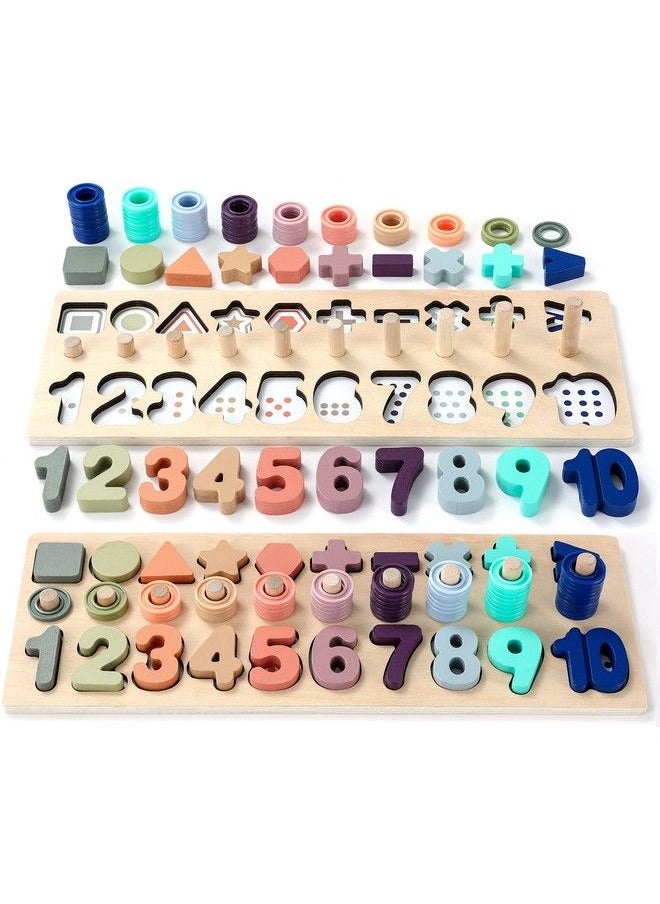 BEKILOLE - Wooden Number Puzzle For Toddler Activities Montessori Toys For Toddlers Shape Sorting Counting Game For Age 3 4 5 Year Olds Kids Preschool Math Learning Toys For Toddlers - Image 1