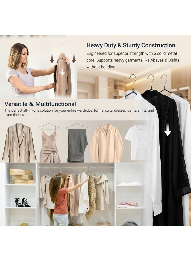 ZAYVA 50-Piece Non-Slip Hanger Set, Heavy Duty & Space Saving for Clothes - Black - Image 2