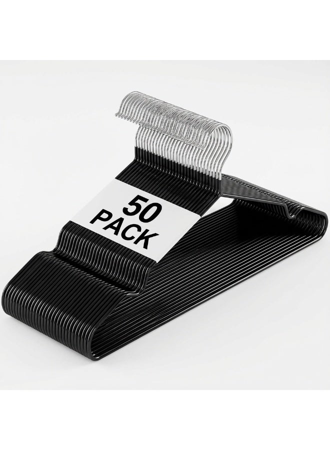 ZAYVA 50-Piece Non-Slip Hanger Set, Heavy Duty & Space Saving for Clothes - Black - Image 1