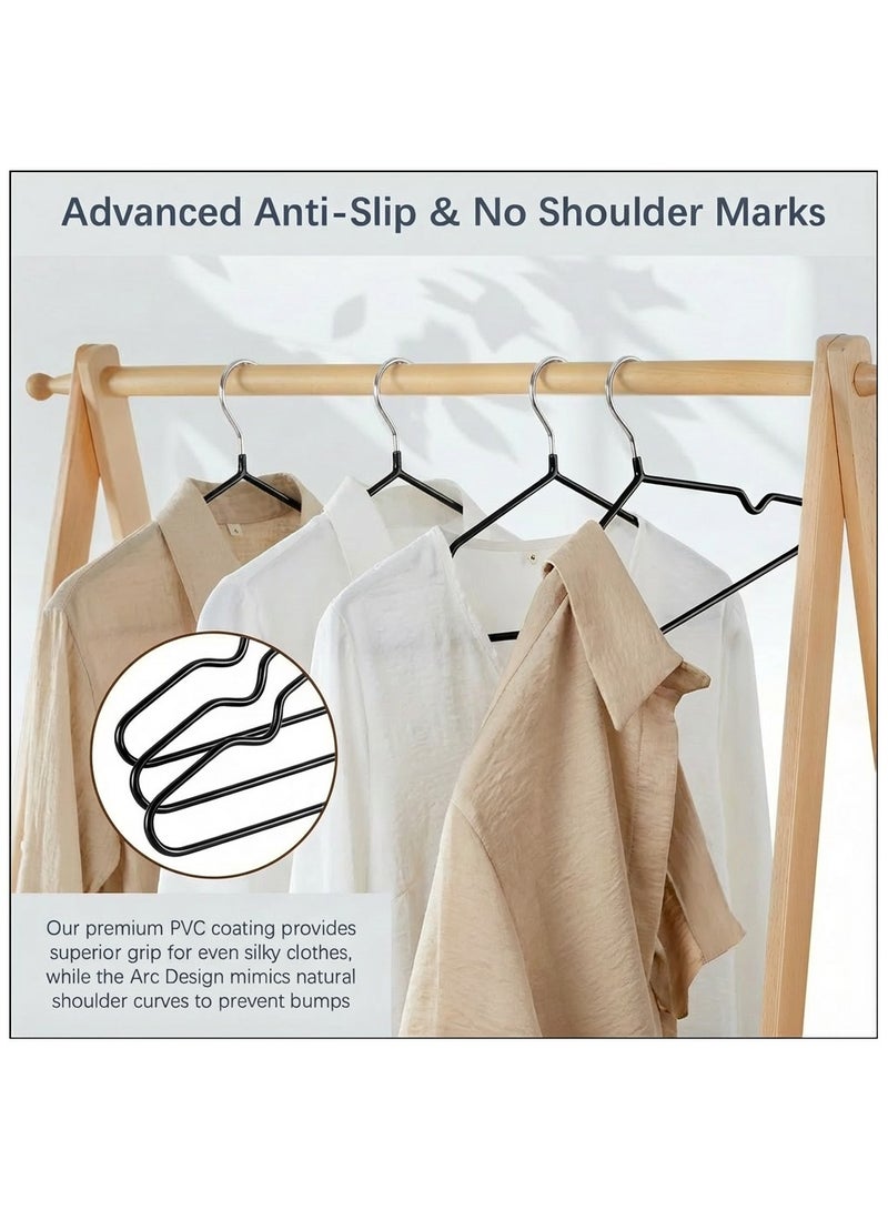 ZAYVA 50-Piece Non-Slip Hanger Set, Heavy Duty & Space Saving for Clothes - Black - Image 3