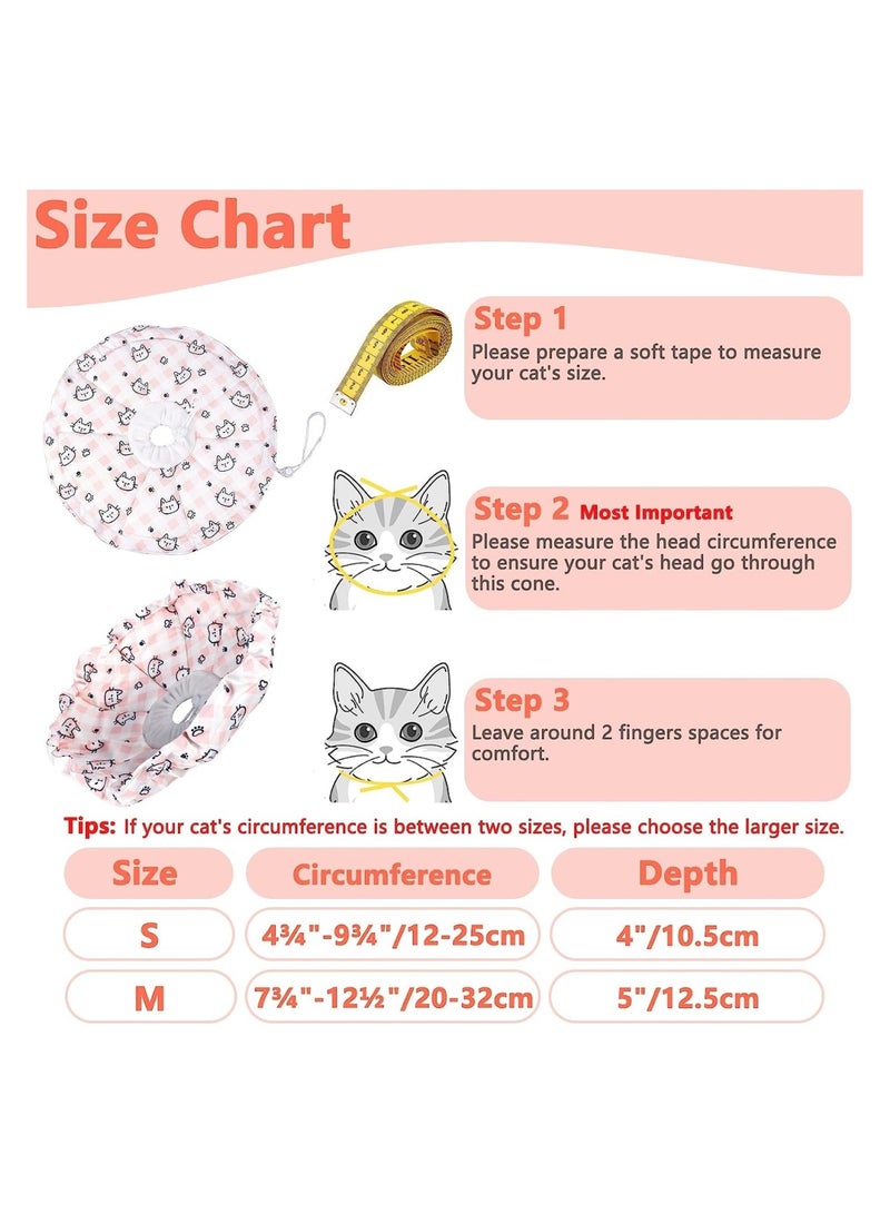 Zikra Cat Cone Collar, Adjustable Cute Pet Recovery Collar After Surgery with Drawstring Design, Soft Breathable Anti-bite Stops Cats / Kittens / Puppies from Licking (Pink, S) - Image 3