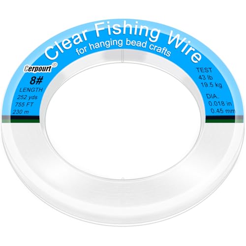 Cerpourt Clear Fishing Wire,755FT Monofilament Fishing Line,Clear String for Hanging,Strong Wire Invisible Nylon Thread for Hanging Balloon,Garland,Picture,Crafts,Decorations,Suitable for Beading Sewing - Image 1