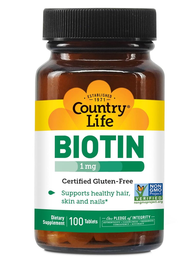 Country Life Biotin Hipotency 1000 Mcg 100 Tablet 57741 - Image 1